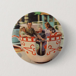 teacup ride at the amusement park 6 cm round badge