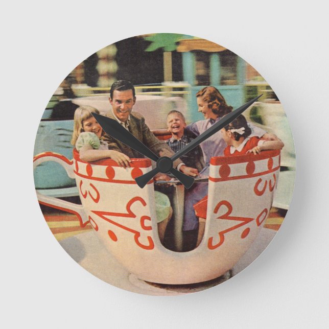 teacup ride at the amusement park round clock (Front)