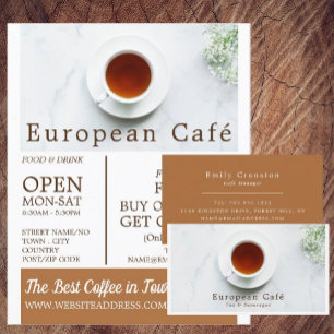 Teacup & Saucer, Barista, Café, Coffeehouse Advert Flyer