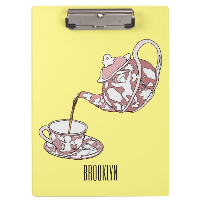 Teacup set cartoon illustration  clipboard (Front)