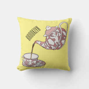 Teacup set cartoon illustration cushion