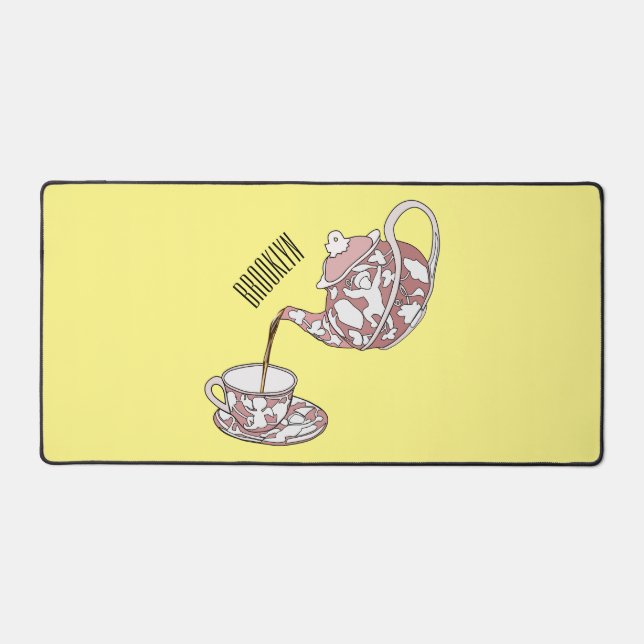 Teacup set cartoon illustration  desk mat (Front)