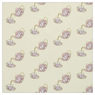 Teacup set cartoon illustration fabric