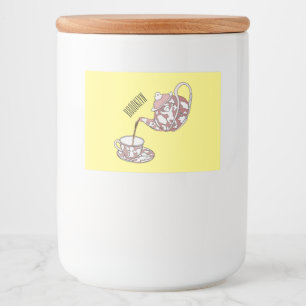 Teacup set cartoon illustration food label
