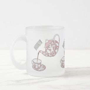 Teacup set cartoon illustration frosted glass coffee mug
