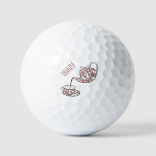 Teacup set cartoon illustration  golf balls