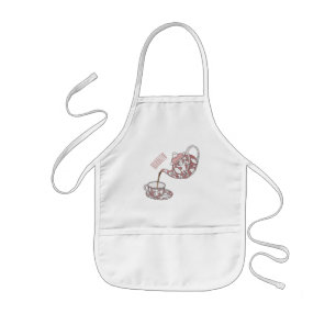 Teacup set cartoon illustration  kids apron