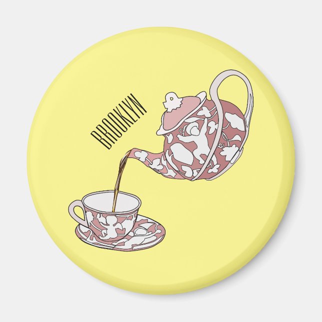 Teacup set cartoon illustration  magnet (Front)