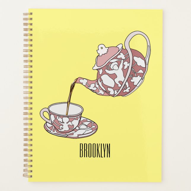 Teacup set cartoon illustration  planner (Front)