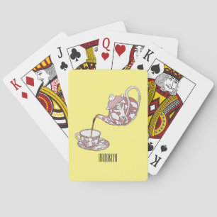 Teacup set cartoon illustration  playing cards