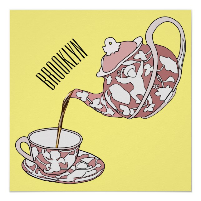 Teacup set cartoon illustration  poster (Front)