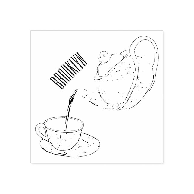 Teacup set cartoon illustration  rubber stamp (Imprint)