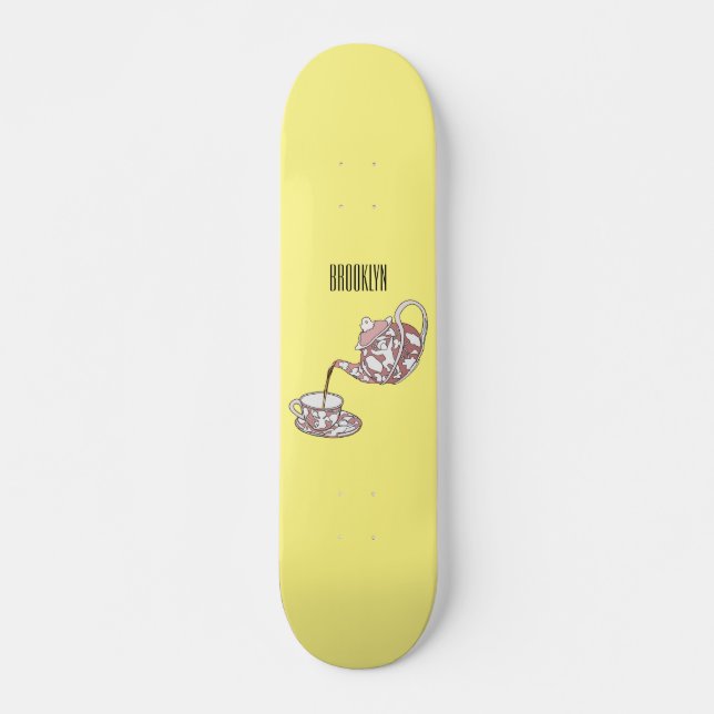 Teacup set cartoon illustration  skateboard (Front)