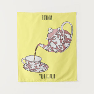 Teacup set cartoon illustration tapestry