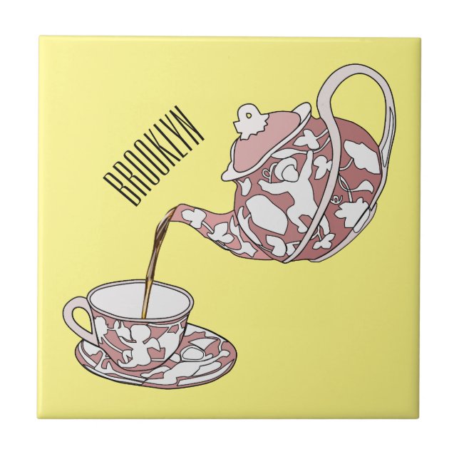 Teacup set cartoon illustration  tile (Front)