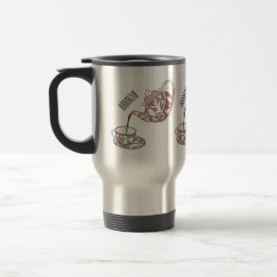 Teacup set cartoon illustration travel mug
