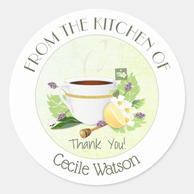 Teacup Tea Party Thank You Baking Classic Round Sticker (Front)