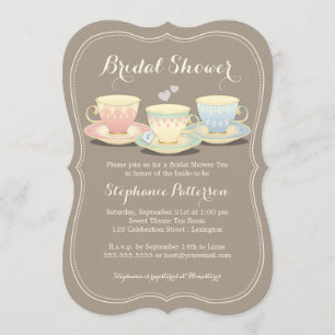 Teacup Trio Chic Bridal Shower Tea Party Invitation