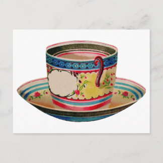 teacup vintage postcard