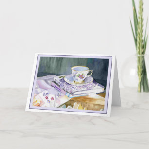 Teacup & Violets 7x5 Folded Card 