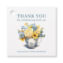 Teacup Yellow Blue Flowers 100th Birthday