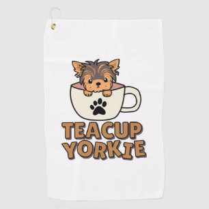 Teacup Yorkie puppy Golf Towel