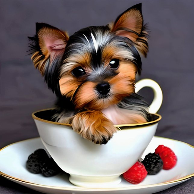 Teacup Yorkie Puppy in a Teacup Poster (Creator Uploaded)