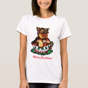 Teacup Yorkies Christmas T-Shirt