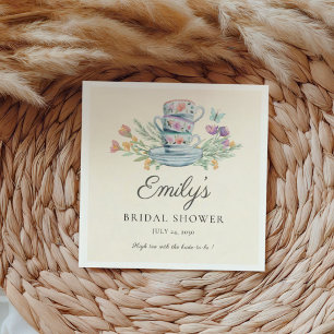 Teacups & Wildflowers Watercolor Bridal shower Napkin