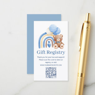 teady bear baby Shower gift registry qr code Enclosure Card