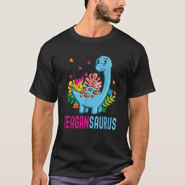 TEAGANSAURUS Personalised Name TEAGAN Dino Dinosau T-Shirt (Front)
