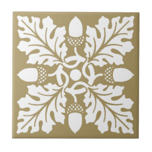 Teak Acorn and Leaf Tile Design