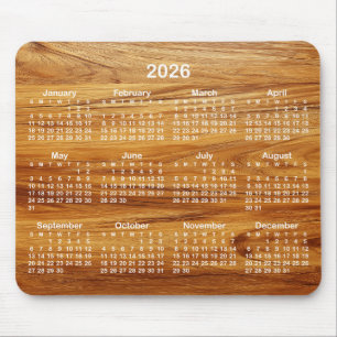 Teak and White 2026 Calendar Mouse Mat