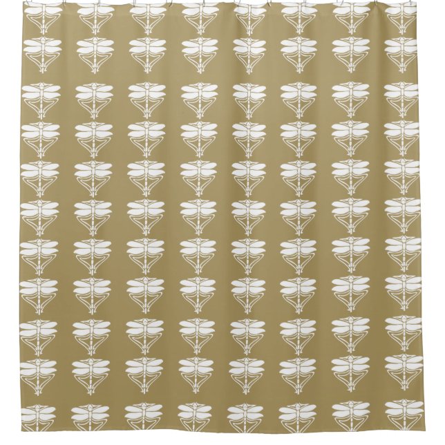 Teak Arts and Crafts Dragonflies Shower Curtain (Front)