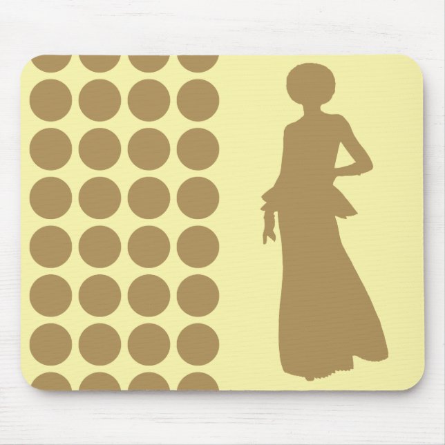 Teak Cream Neutral Dots Fashion Silhouette Mouse Mat (Front)