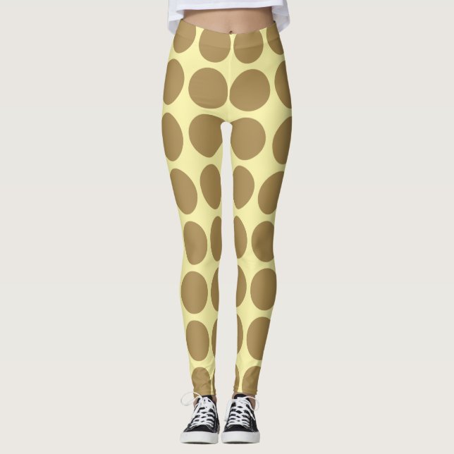 Teak Cream Neutral Dots Leggings (Front)