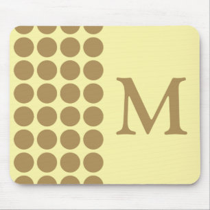 Teak Cream Neutral Dots with monogram Mouse Mat