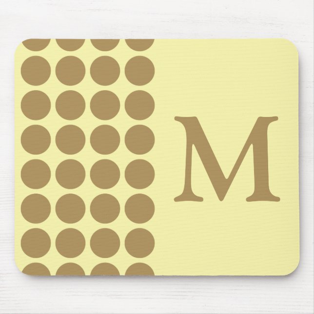Teak Cream Neutral Dots with monogram Mouse Mat (Front)
