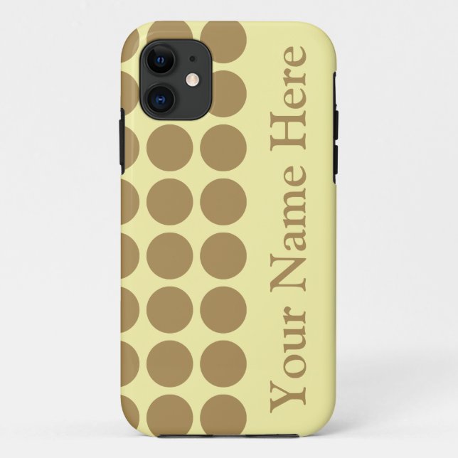 Teak Cream Neutral Dots with name Case-Mate iPhone Case (Back)