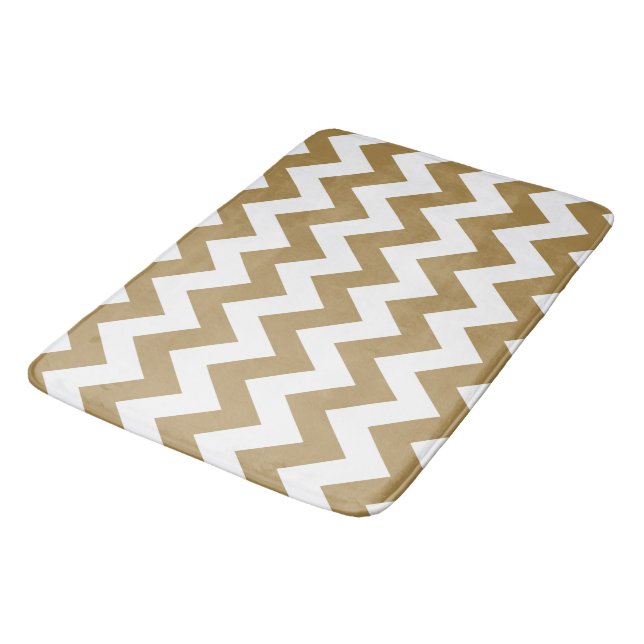 Teak Neutral Chevrons Bath Mat (Angled)