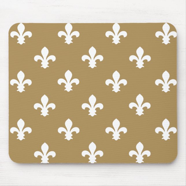 Teak Neutral Fleur de Lys Mouse Mat (Front)