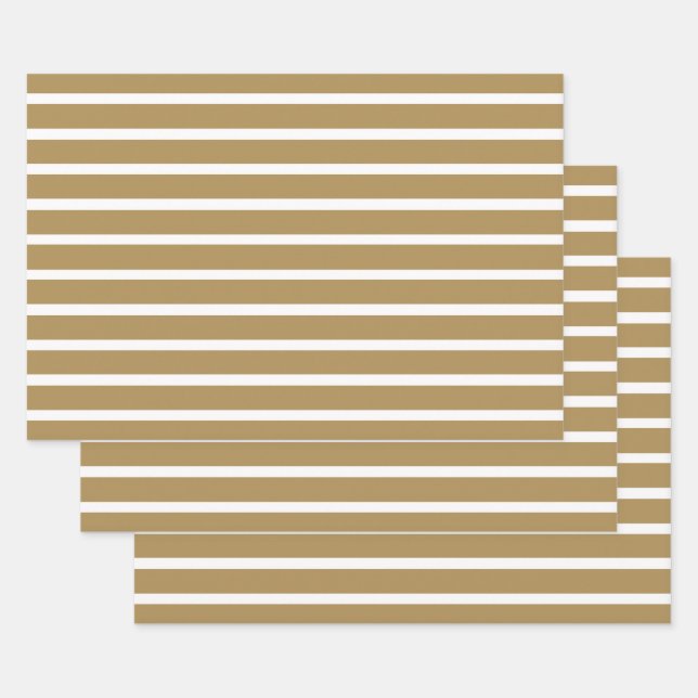 Teak Neutral Stripes Wrapping Paper Sheet (Set)