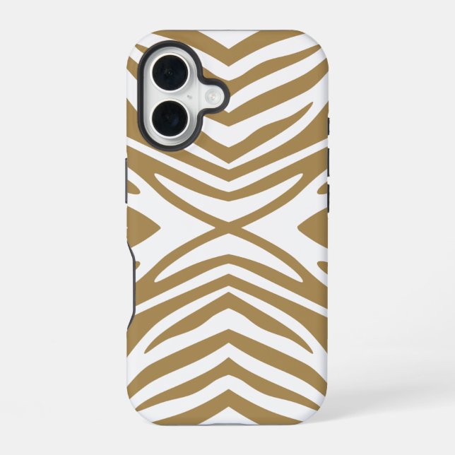 Teak Neutral Zebra iPhone 16 Case (Back)