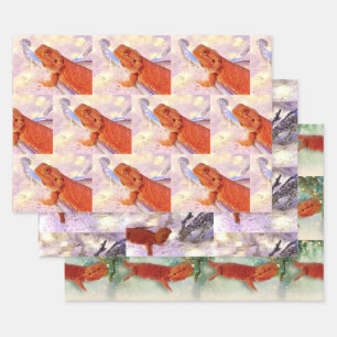 Teak the Bearded Dragon - 3 Pose Set Wrapping Paper Sheet