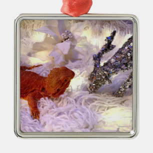 Teak the Bearded Dragon Peace on Earth Metal Tree Decoration