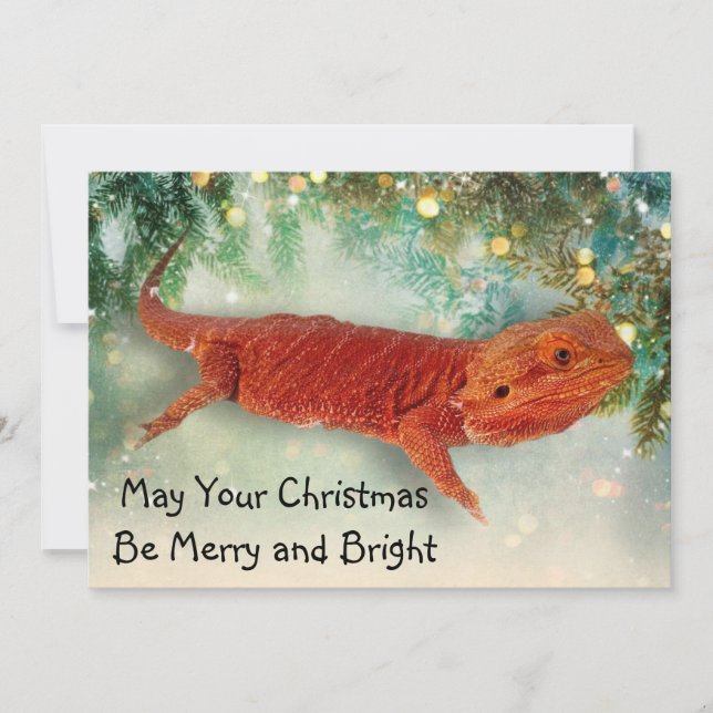 Teak the Bearded Dragon's Christmas Flat Card (Front)