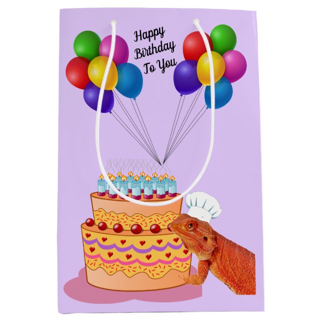 Teak the Beardie Wishes You A Happy Birthday  Medium Gift Bag (Front)