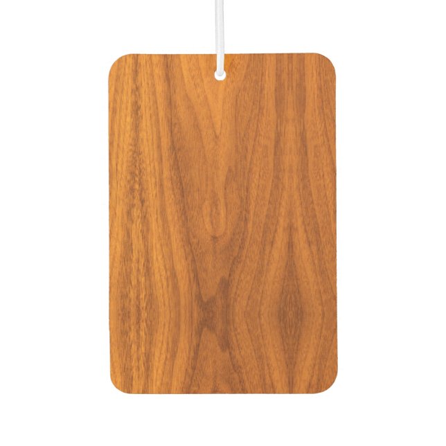 Teak Veneer Wood Grain Style Car Air Freshener (Front)