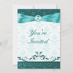 Teak Victorain Damask Wedding Invitation