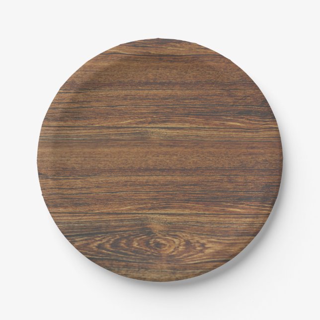 Teak Wood Grain Paper Plate (Front)